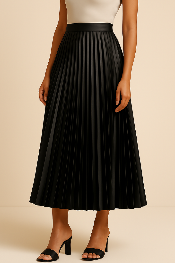 Elva - Elegante gonna a vita alta in raso plissettato per un look lussuoso e sofisticato