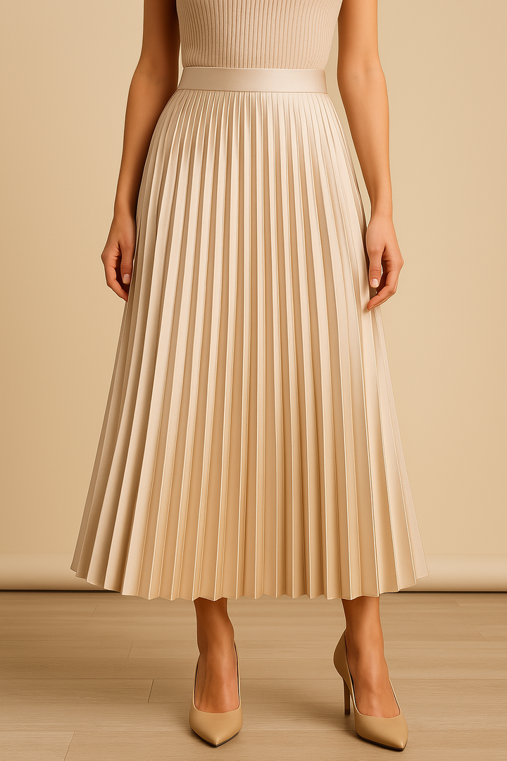 Elva - Elegante gonna a vita alta in raso plissettato per un look lussuoso e sofisticato
