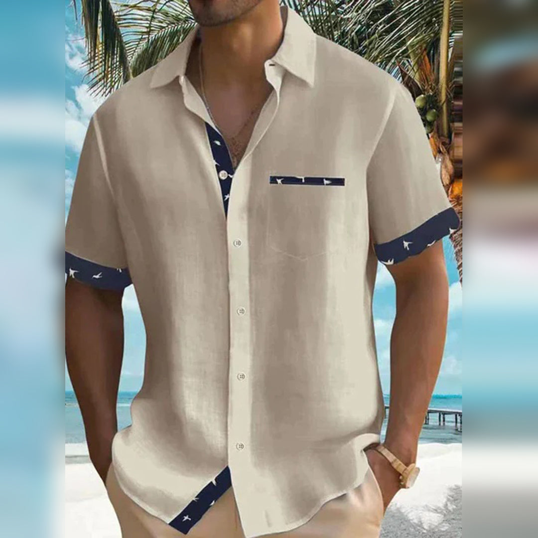 Elegante camicia da uomo con bottoni e polsini all'esterno - Tessuto confortevole e traspirante