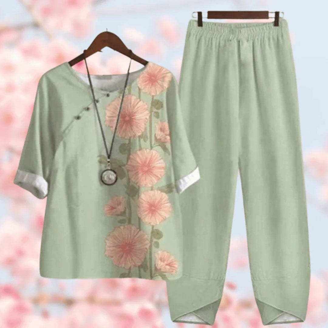Elora - Stilvolles Vintage-Blumenmuster Zweiteiliger Set per un look elegante