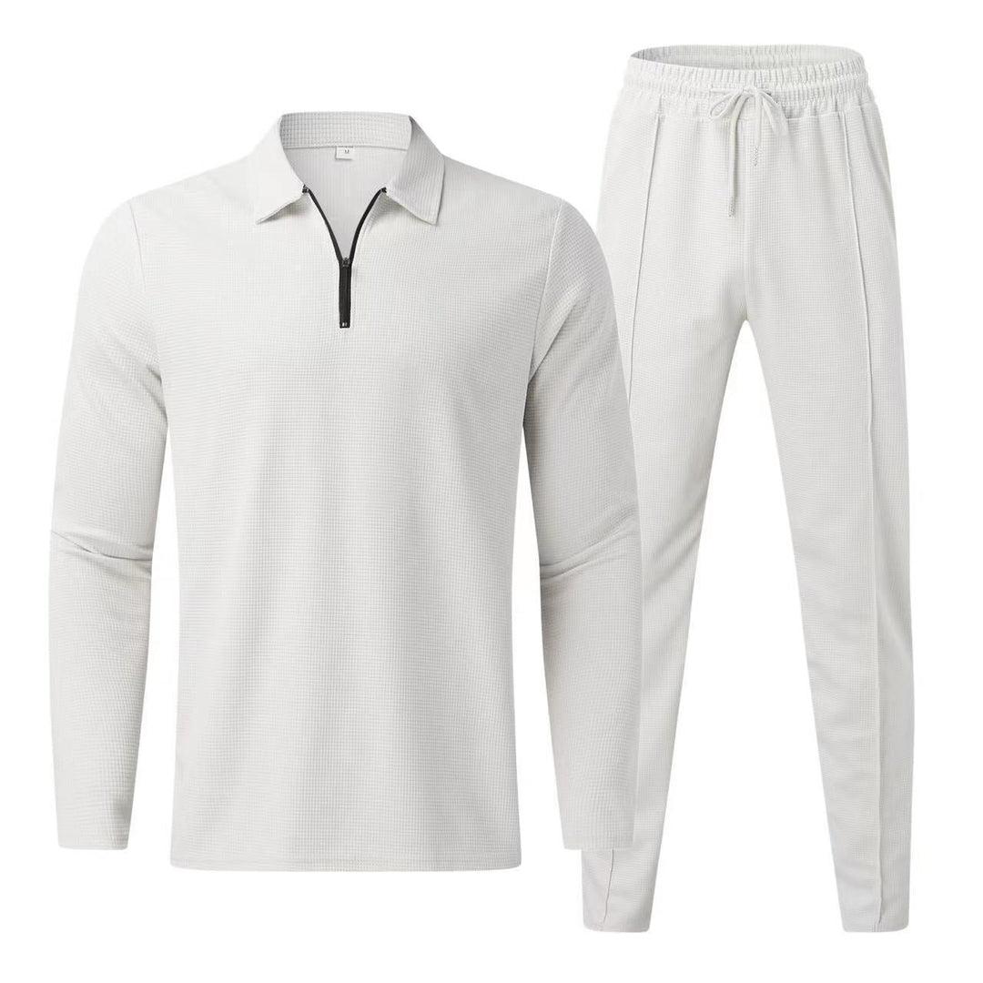 Elegante polo a maniche lunghe e comodi pantaloni da uomo