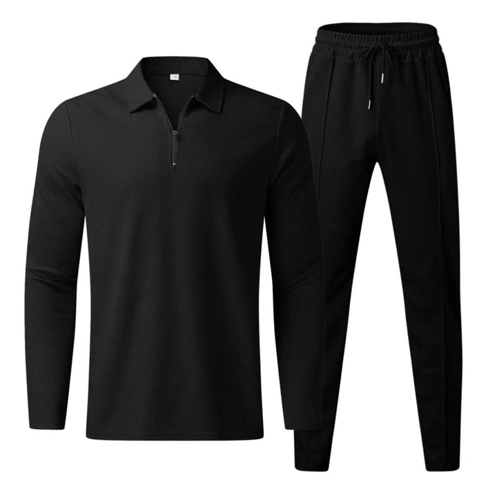 Elegante polo a maniche lunghe e comodi pantaloni da uomo