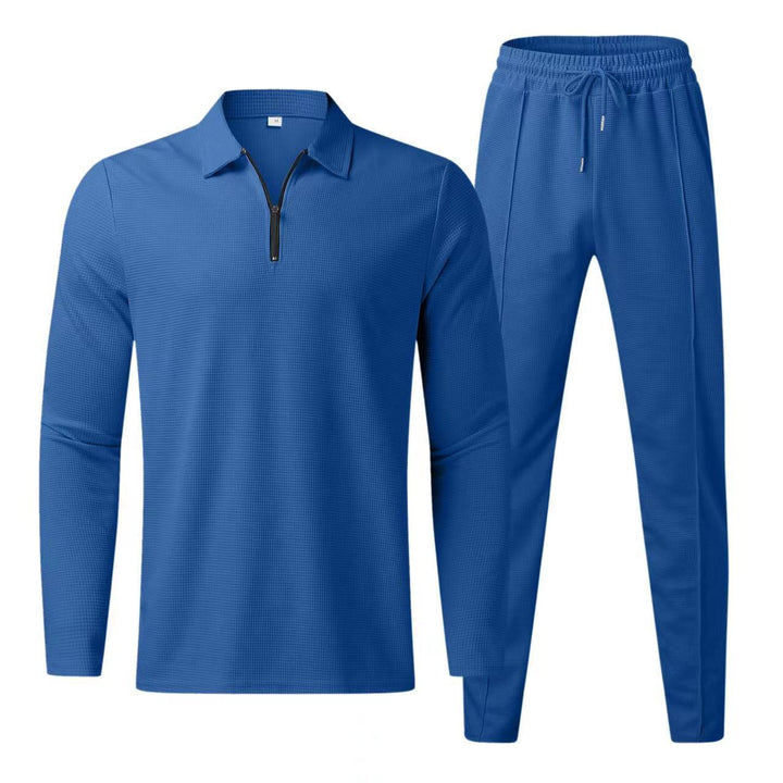 Elegante polo a maniche lunghe e comodi pantaloni da uomo
