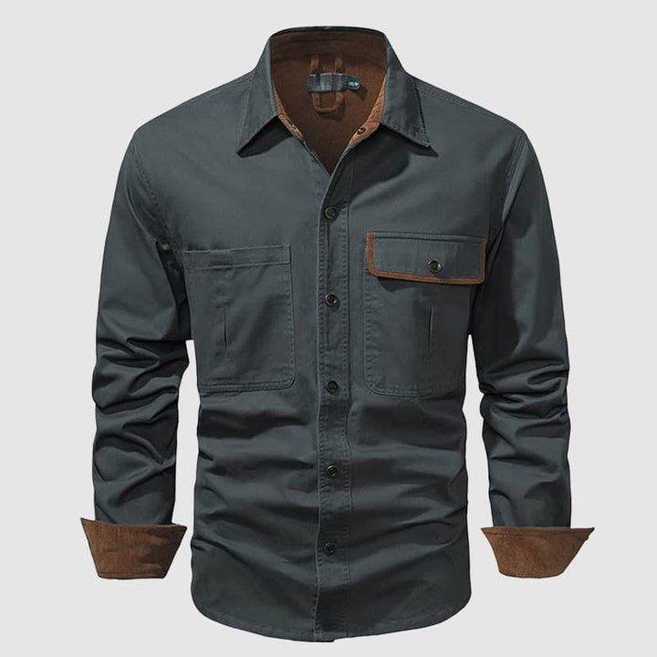 Elegante gilet da uomo a maniche lunghe con bottoni - in 100% cotone, un classico elegante con dettagli d'effetto sul petto