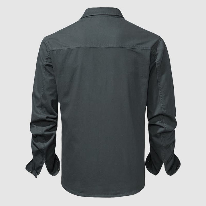Elegante gilet da uomo a maniche lunghe con bottoni - in 100% cotone, un classico elegante con dettagli d'effetto sul petto