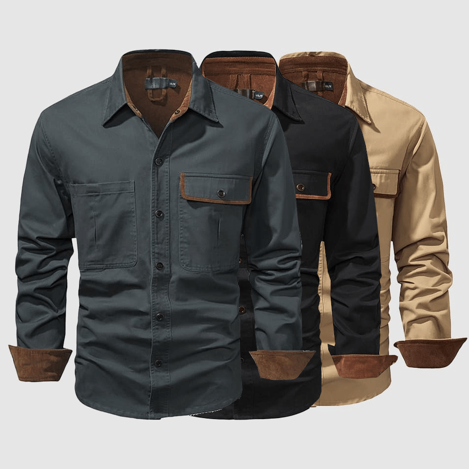 Elegante gilet da uomo a maniche lunghe con bottoni - in 100% cotone, un classico elegante con dettagli d'effetto sul petto