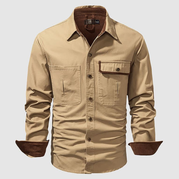 Elegante gilet da uomo a maniche lunghe con bottoni - in 100% cotone, un classico elegante con dettagli d'effetto sul petto