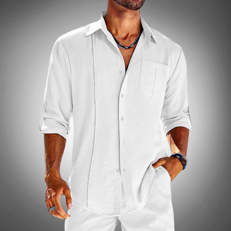 Gilet leggero da uomo a maniche lunghe con botone e colletto classico - trasparente, elegante e ideale per lo stile di tutti i giorni