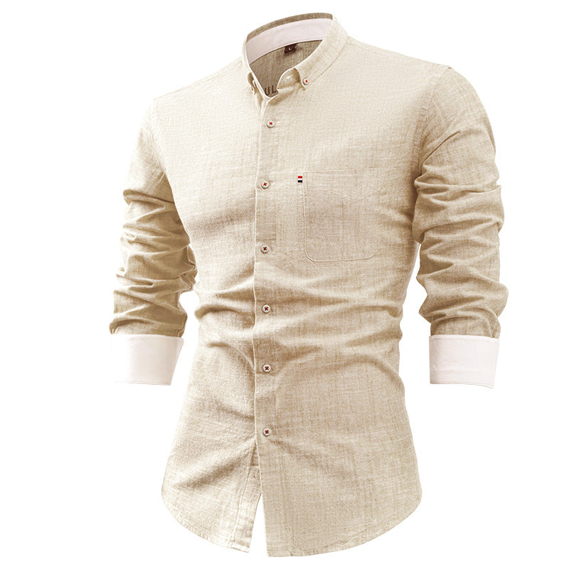 Elegante gilet da uomo a maniche lunghe in tessuto naturale con dettagli unici sul petto