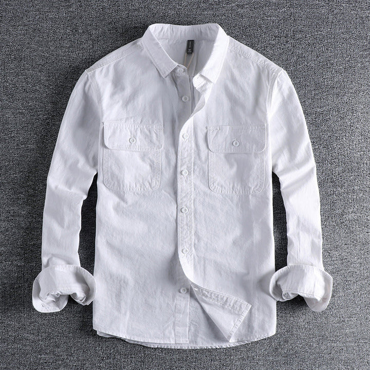 Camisa da lavoro a manga lunga per uomo in elegante colore sólido