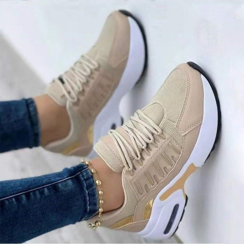 Sneakers sportive da donna con mesh traspirante, comoda suola platform e lacci morbidi per una vestibilità perfetta