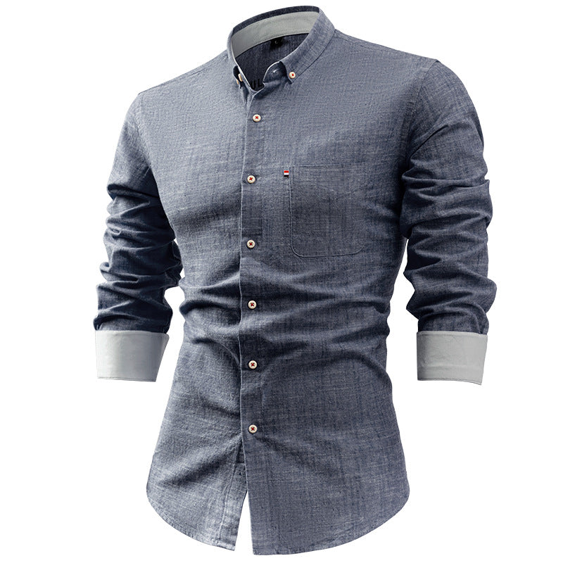 Elegante gilet da uomo a maniche lunghe in tessuto naturale con dettagli unici sul petto