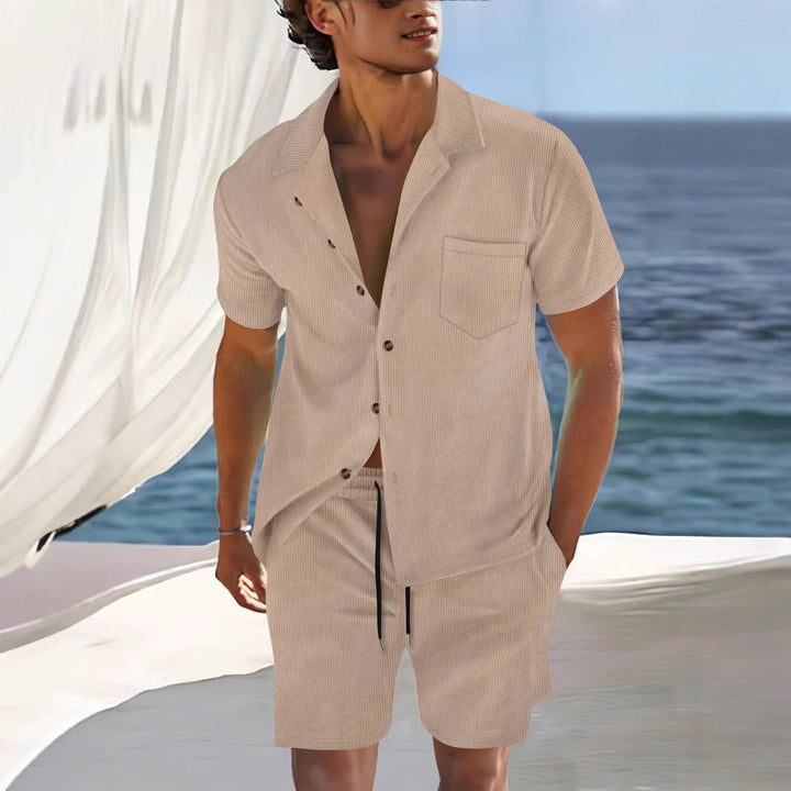 Set di maglietta e pantaloncini da uomo - vestibilità comoda, colore cubano alla moda, tessuto elasticizzato e più lungo per il massimo comfort