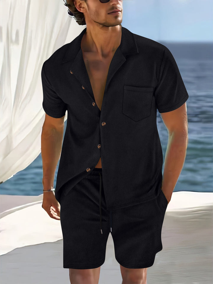 Set di maglietta e pantaloncini da uomo - vestibilità comoda, colore cubano alla moda, tessuto elasticizzato e più lungo per il massimo comfort