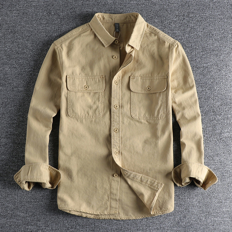Camisa da lavoro a manga lunga per uomo in elegante colore sólido