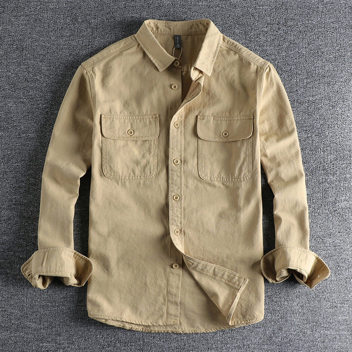 Camisa da lavoro a manga lunga per uomo in elegante colore sólido