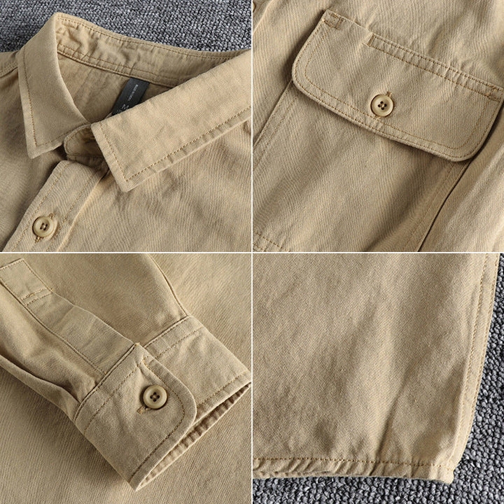 Camisa da lavoro a manga lunga per uomo in elegante colore sólido