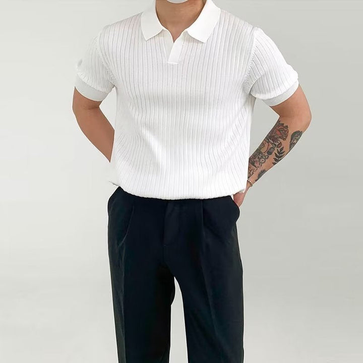 Polo Uomo in Cotone a Costine con Manica Corta - Vestibilità Standard, Ideale per uno Stile Casual e alla Moda