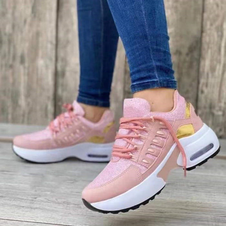 Sneakers sportive da donna con mesh traspirante, comoda suola platform e lacci morbidi per una vestibilità perfetta