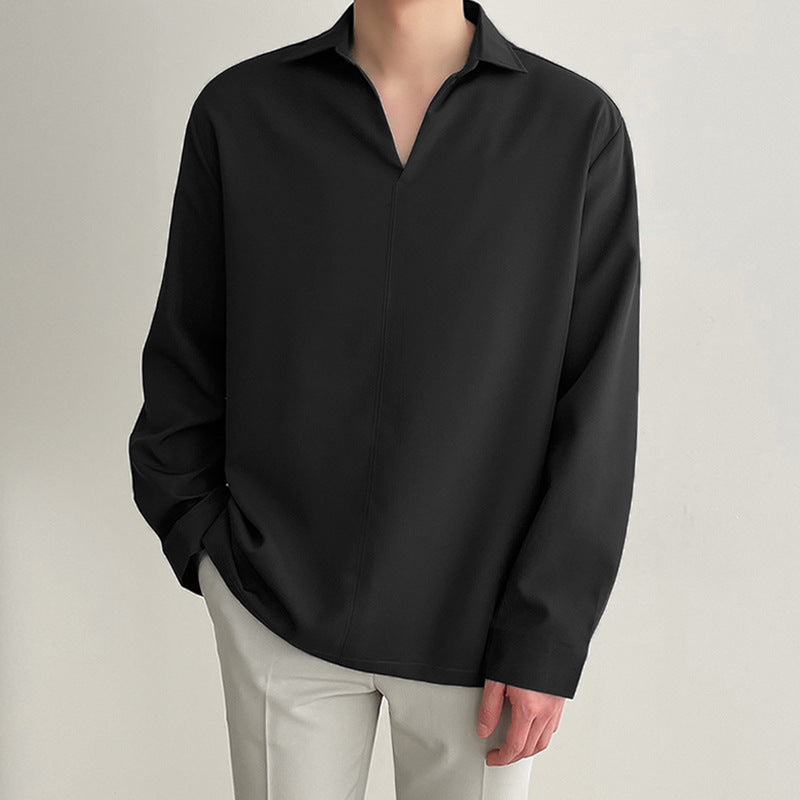 Elegante camicia pullover da uomo con scollo a V - un look leggero, traspirante e casual