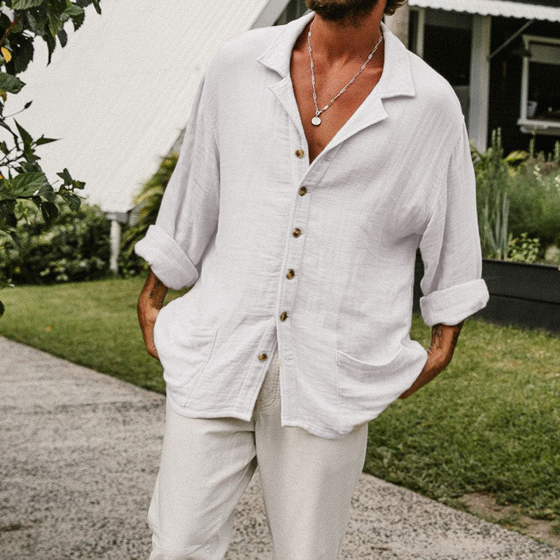 Elegante T-shirt da uomo in cotone e lino mélange - Un look casual ed elegante per tutti i giorni
