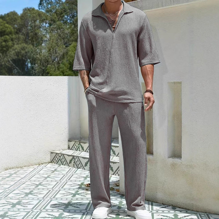 Set completo per uomo - tessuto elegante, vestibilità comoda - T-shirt e pantaloni eleganti