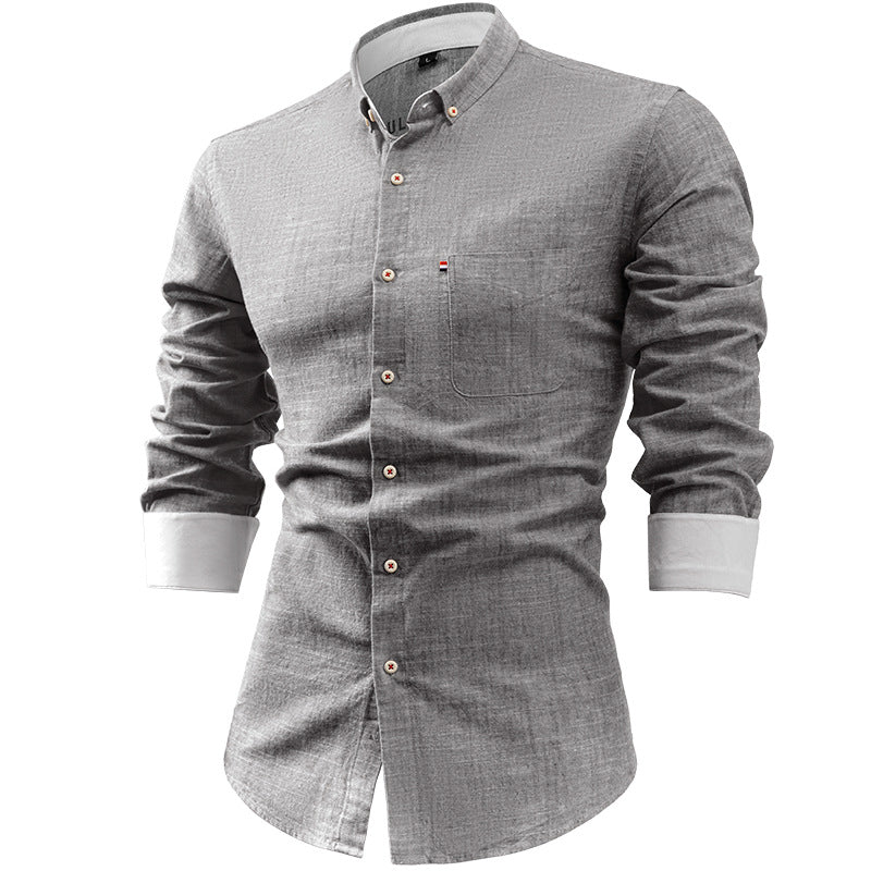 Elegante gilet da uomo a maniche lunghe in tessuto naturale con dettagli unici sul petto