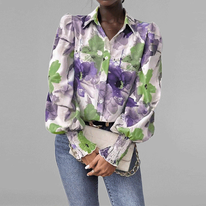 Gilet oversize da donna con stivali regolabili, maniche abullonate alla moda, splendida fantasia floreale ed eleganti nappe sui polsini