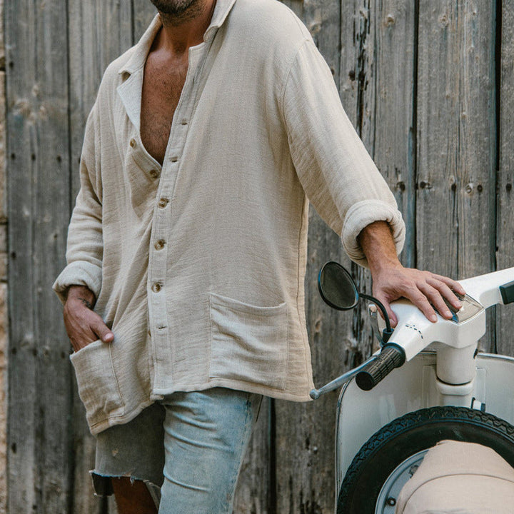 Elegante T-shirt da uomo in cotone e lino mélange - Un look casual ed elegante per tutti i giorni