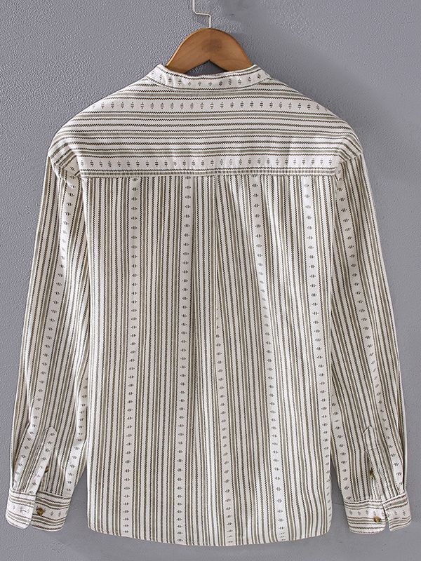 Elegante camicia da uomo a manica lunga con raffinato stile retrò a righe