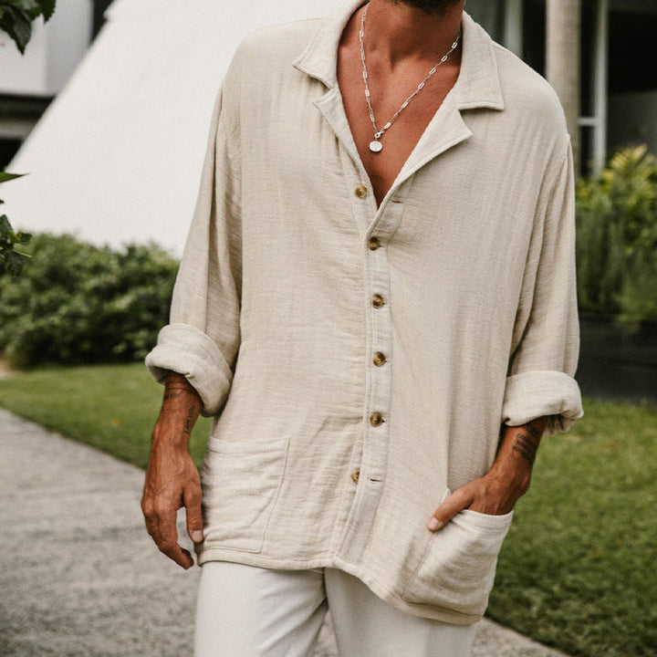 Elegante T-shirt da uomo in cotone e lino mélange - Un look casual ed elegante per tutti i giorni