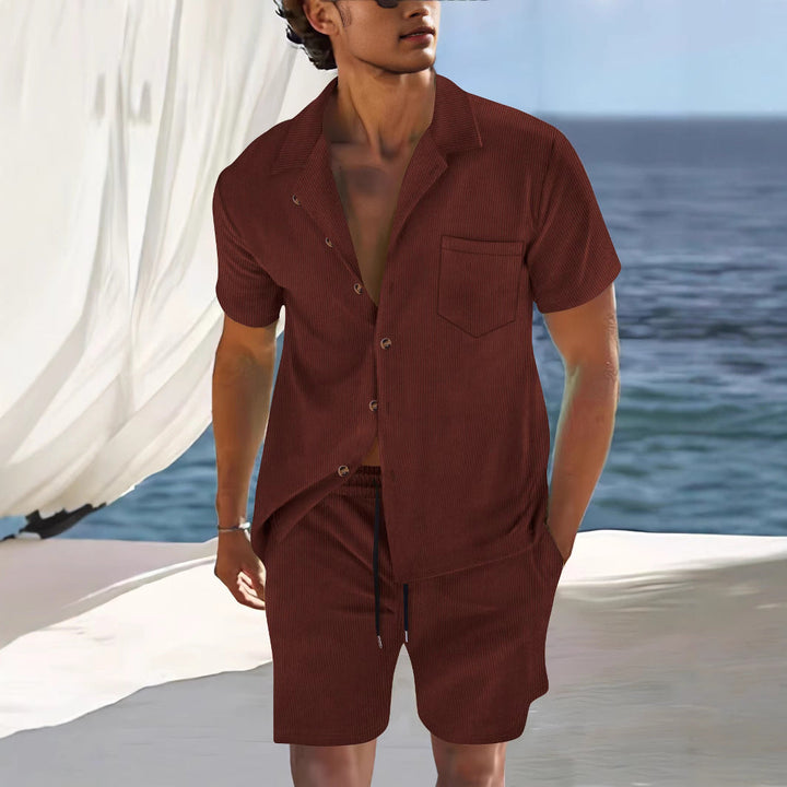 Set di maglietta e pantaloncini da uomo - vestibilità comoda, colore cubano alla moda, tessuto elasticizzato e più lungo per il massimo comfort