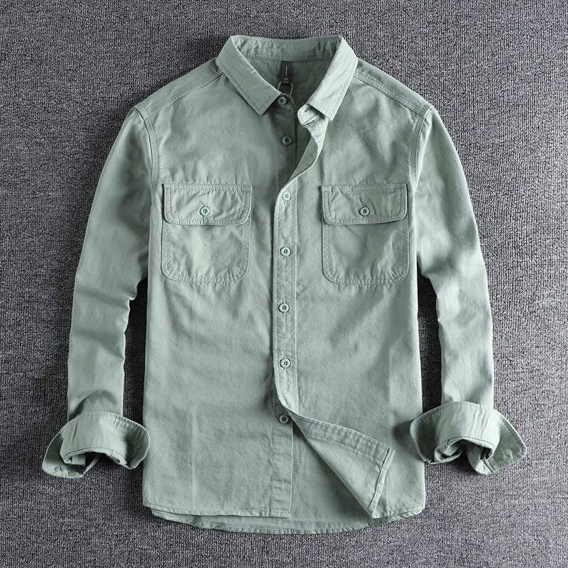 Camisa da lavoro a manga lunga per uomo in elegante colore sólido