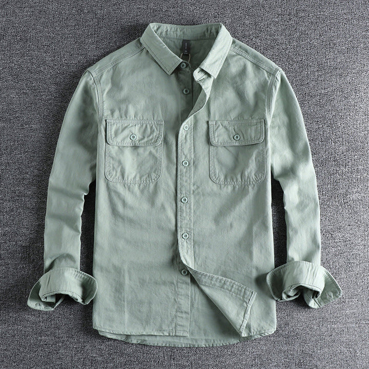 Camisa da lavoro a manga lunga per uomo in elegante colore sólido