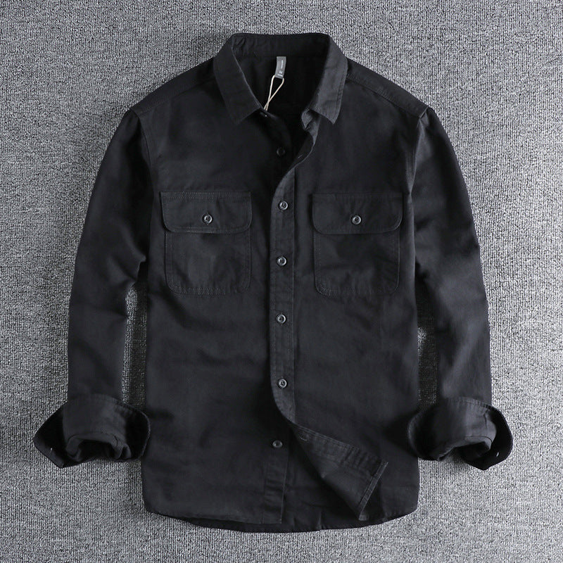Camisa da lavoro a manga lunga per uomo in elegante colore sólido