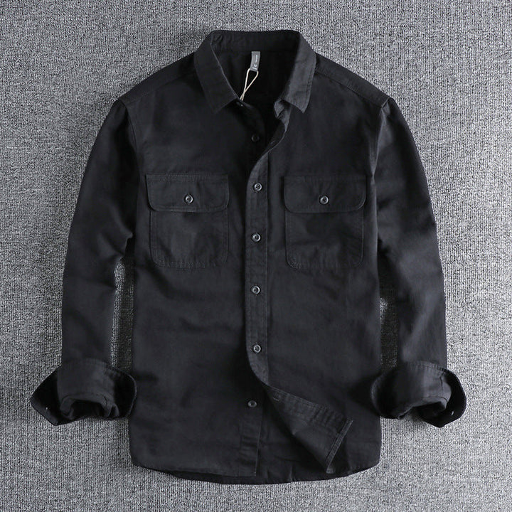 Camisa da lavoro a manga lunga per uomo in elegante colore sólido
