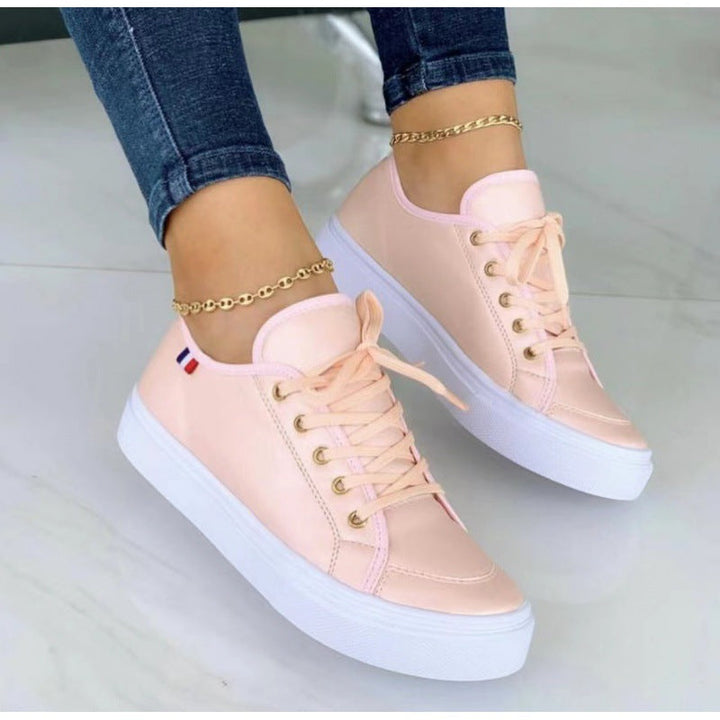 Scarpe casual da donna con chiusura a strappo, rivestimento in legno e finiture lucide - Comfort per tutto il giorno