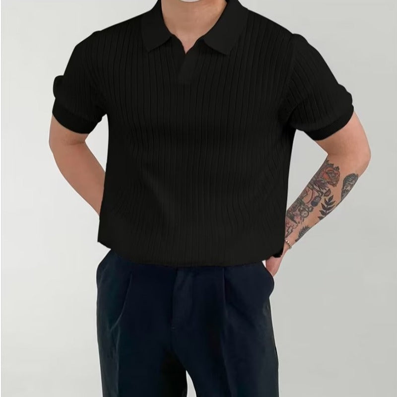 Polo Uomo in Cotone a Costine con Manica Corta - Vestibilità Standard, Ideale per uno Stile Casual e alla Moda