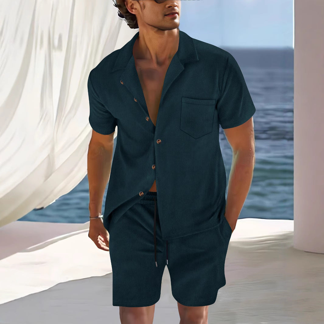 Set di maglietta e pantaloncini da uomo - vestibilità comoda, colore cubano alla moda, tessuto elasticizzato e più lungo per il massimo comfort