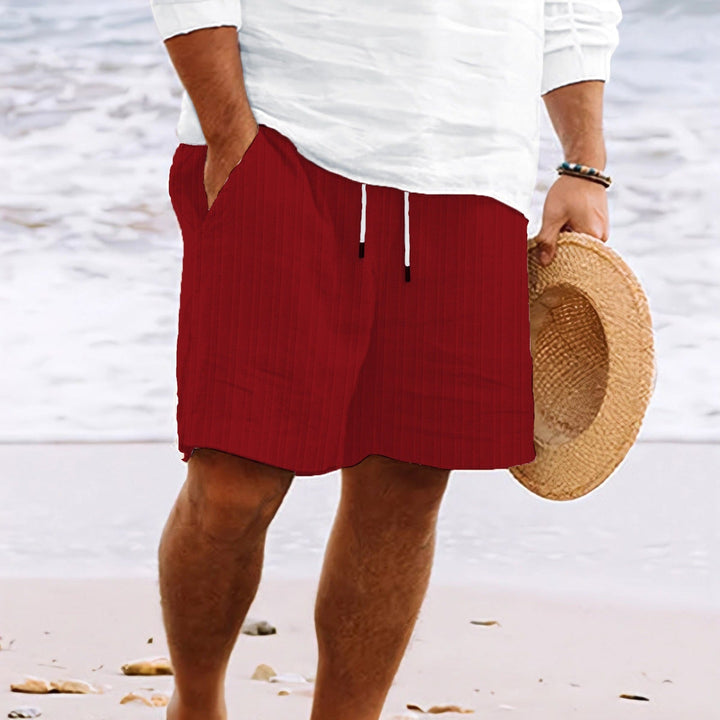 Pantaloncini affusolati da uomo in cotone e lino con coulisse regolabile e numerose pratiche tasche