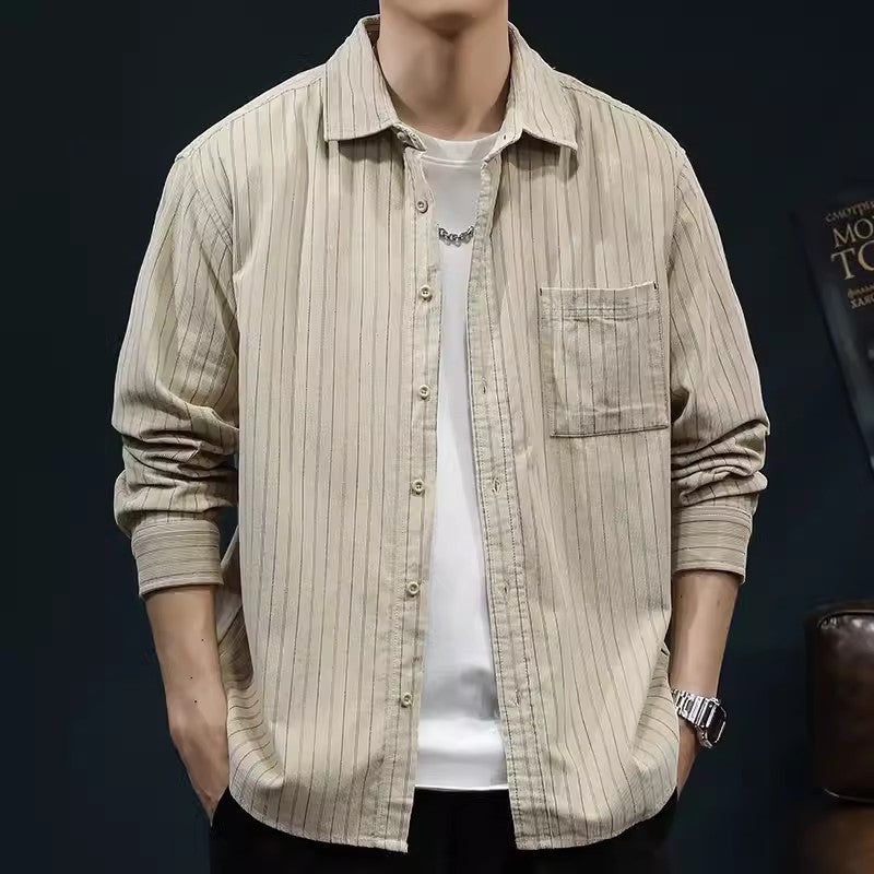 Camisa di manga lunga per uomo con corte relajado e disegno a raggi - Trasportabile e perfetta per uno stile casual e comodo
