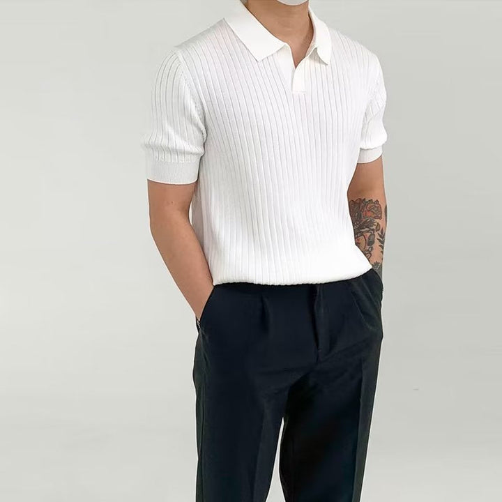 Polo Uomo in Cotone a Costine con Manica Corta - Vestibilità Standard, Ideale per uno Stile Casual e alla Moda
