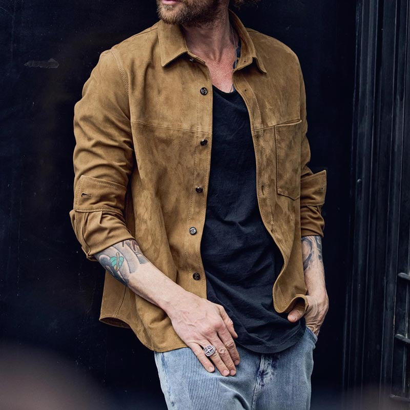 Camisa Casual para Hombres en Algodón Cepillado - Comfort y Estilo Retro en Manga Larga con Ajuste Relajado