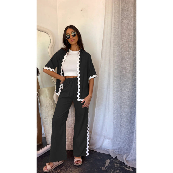 Elegante giacca-camicia da donna in cotone leggero e traspirante - vestibilità ariosa, elegante chiusura con bottoni a pressione sull'orlo e facile allacciatura anteriore