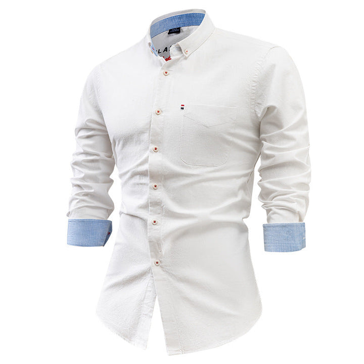 Elegante gilet da uomo a maniche lunghe in tessuto naturale con dettagli unici sul petto