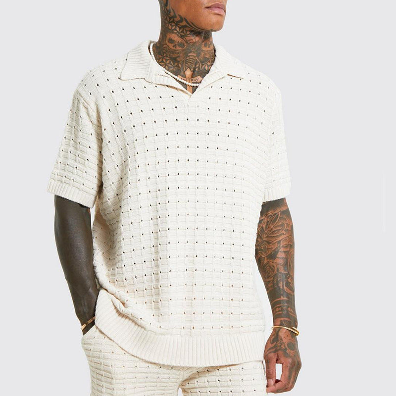 Elegante polo da uomo in maglia - comoda vestibilità ampia, elegante scollatura a punta, maniche corte e misto cotone traspirante per il massimo del comfort