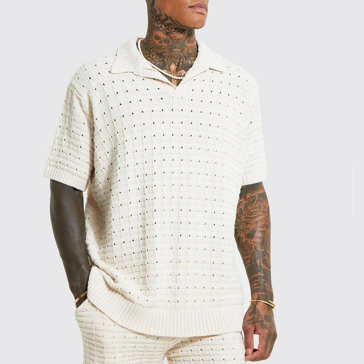 Elegante polo da uomo in maglia - comoda vestibilità ampia, elegante scollatura a punta, maniche corte e misto cotone traspirante per il massimo del comfort