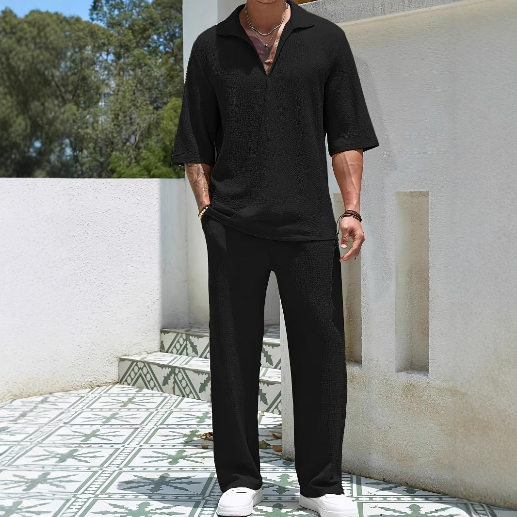 Set completo per uomo - tessuto elegante, vestibilità comoda - T-shirt e pantaloni eleganti