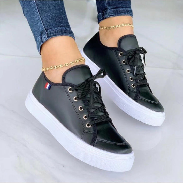 Scarpe casual da donna con chiusura a strappo, rivestimento in legno e finiture lucide - Comfort per tutto il giorno
