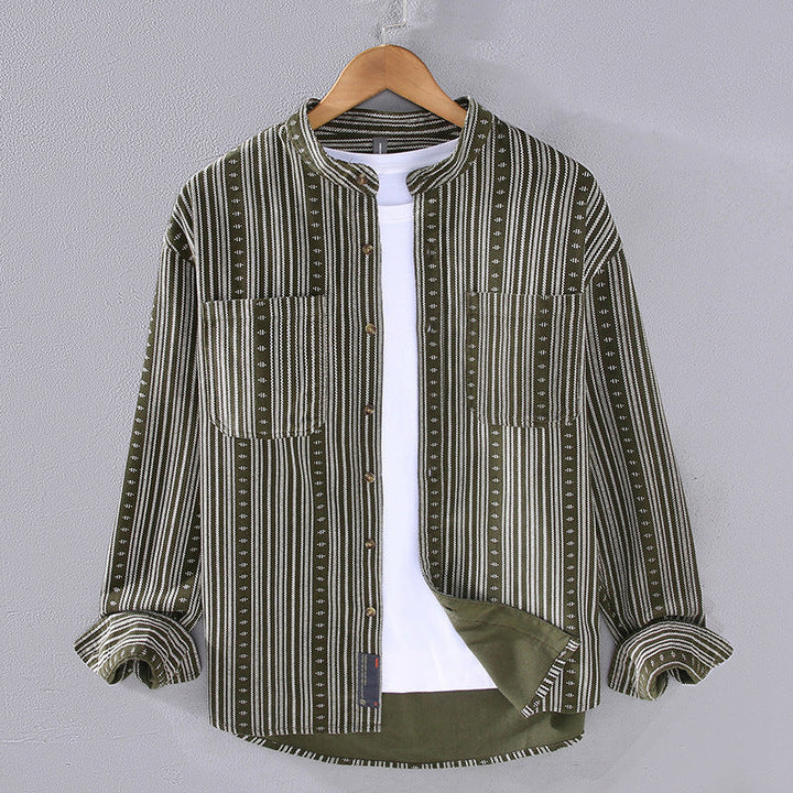 Elegante camicia da uomo a manica lunga con raffinato stile retrò a righe